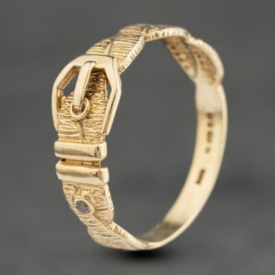 Pre-Owned 9ct Yellow Gold Patterned Buckle Ring 41342305