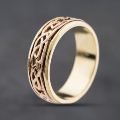 Pre-Owned 9ct Two Colour Gold Celtic Band Ring 41342387