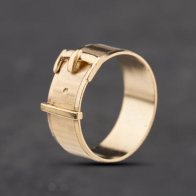 Pre-Owned 9ct Yellow Gold Brushed Finish Buckle Ring 41342434