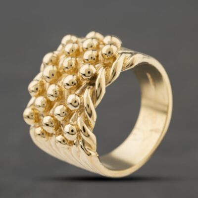 Pre-Owned 9ct Yellow Gold Large Heavy Five Row Keeper Ring 41342461