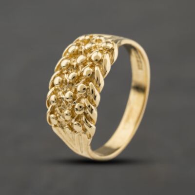 Pre-Owned 9ct Yellow Gold Three Row Keeper Ring 41342464