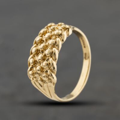 Pre-Owned 9ct Yellow Gold Three Row Keeper Ring 41342476