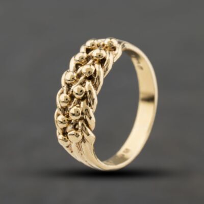 Pre-Owned 9ct Yellow Gold Two Row Keeper Ring 41342480