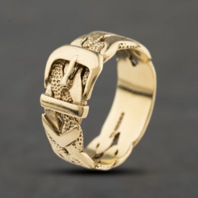 Pre-Owned 9ct Yellow Gold Patterned Buckle Ring 41342483