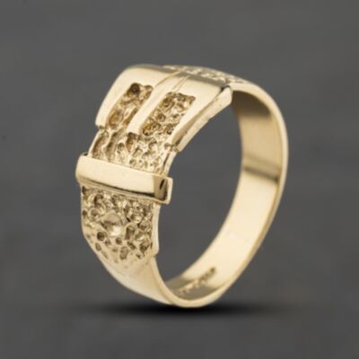 Pre-Owned 9ct Yellow Gold Patterned Buckle Ring 41342484
