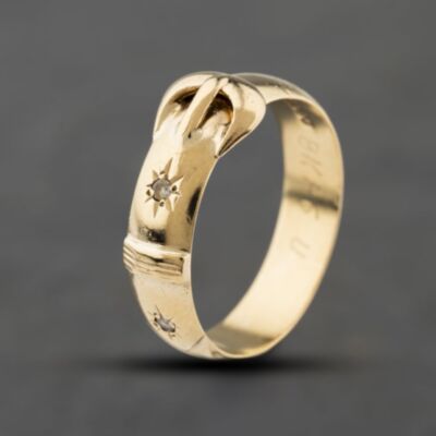 Pre-Owned 9ct Yellow Gold Spinel Set Buckle Ring 41342486