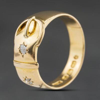 Pre-Owned 18ct Yellow Gold Diamond Plain Buckle Ring 41342503
