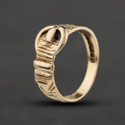 Pre-Owned 9ct Yellow Gold Bark Design Buckle Ring 41342568