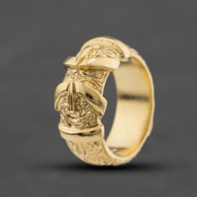 Pre-Owned 9ct Yellow Gold Patterned Buckle Ring 41342593
