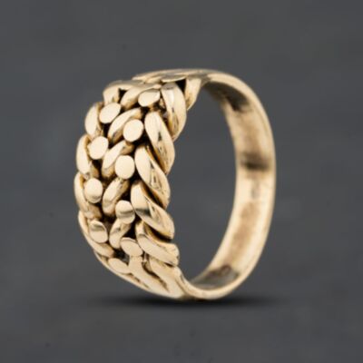 Pre-Owned 9ct Yellow Gold 2 Row Keeper Ring 41342609