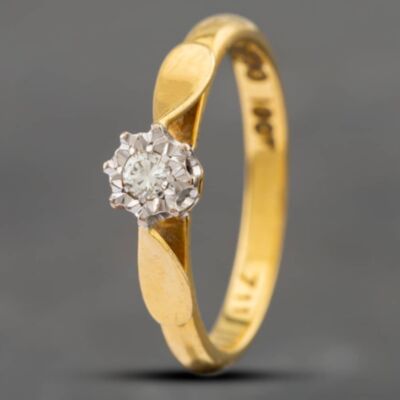 Pre-Owned Vintage Yellow Gold Brilliant Cut Diamond Solitaire Ring 41382196