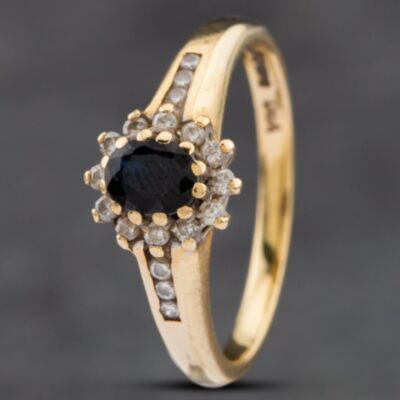 Pre-Owned 9ct Yellow Gold Sapphire Cluster Ring 41382285
