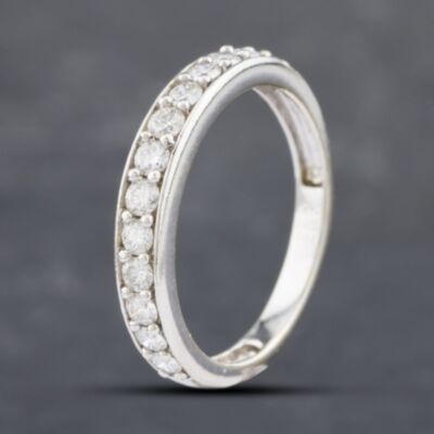 Pre-Owned 9ct White Gold 0.44ct Brilliant Cut Diamond Half Eternity Ring 41382469