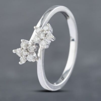 Pre-Owned 9ct White Gold Diamond Double Crossover Flower Cluster Ring 41382476