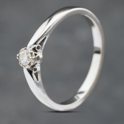 Pre-Owned 18ct White Gold 0.10ct Brilliant Cut Diamond Solitaire Ring 41382563