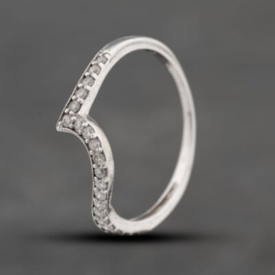 Pre-Owned 9ct White Gold Brilliant Cut Diamond 2mm Shaped Wedding Ring 41382658