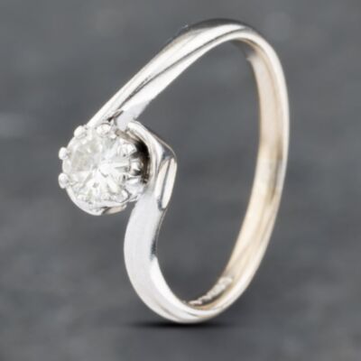 Pre-Owned 18ct White Gold Brilliant Cut Diamond Twist Solitaire Ring 41382663