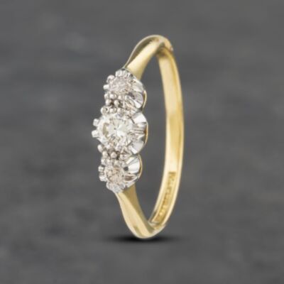 Pre-Owned Vintage Yellow Gold 0.25ct Brilliant Cut Diamond Three Stone Ring 41382807