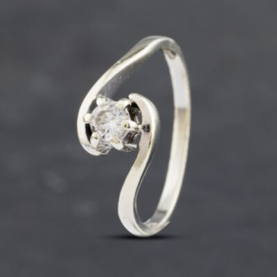 Pre-Owned 9ct White Gold 0.15ct Brilliant Cut Diamond Twist Solitaire Ring 41382828