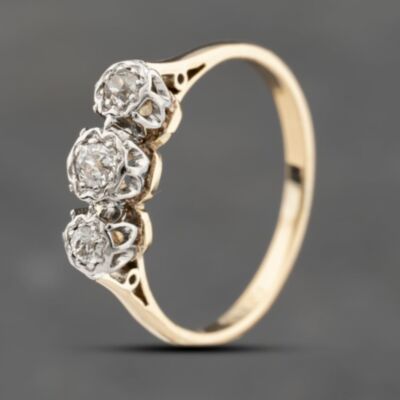 Pre-Owned Vintage Yellow Gold 0.25ct Diamond Three Stone Ring 41382950