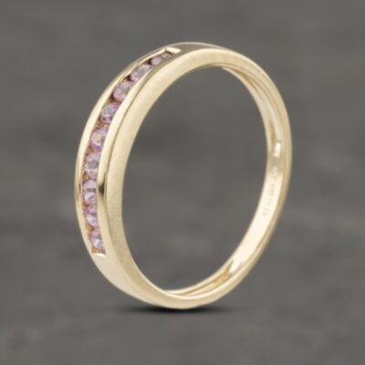 Pre-Owned 9ct Yellow Gold Pink Topaz Half Eternity Ring 41382993