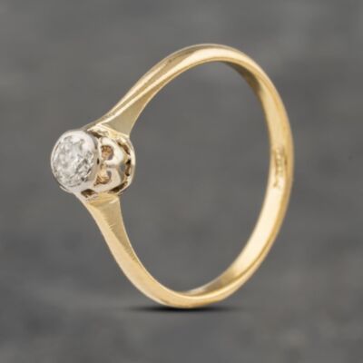 Pre-Owned Vintage Yellow Gold 0.15ct Brilliant Cut Diamond Solitaire Ring 41383029