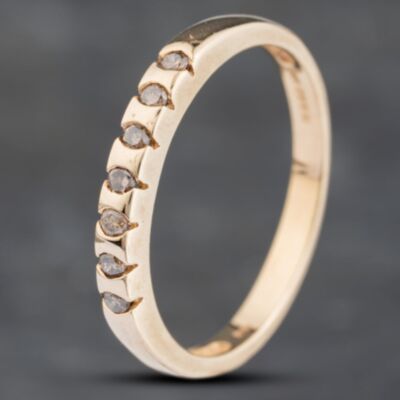 Pre-Owned 9ct Yellow Gold 0.14ct Brilliant Cut Diamond Tension Set Half Eternity Ring 41383099