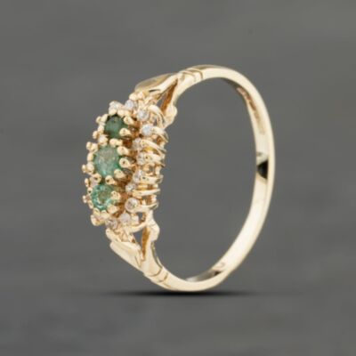 Pre-Owned 9ct Yellow Gold 0.18ct Brilliant Cut Diamond Nine Stone Cluster Ring 41383111