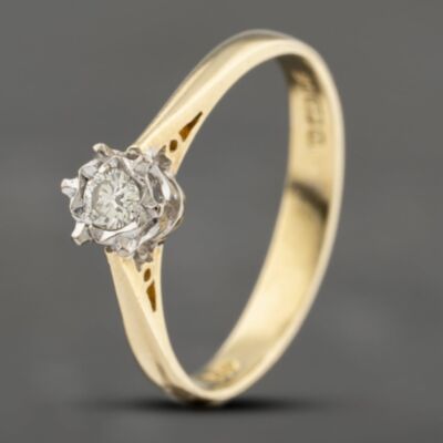 Pre-Owned 18ct Yellow Gold 0.10ct Brilliant Cut Diamond Solitaire Ring 41383125
