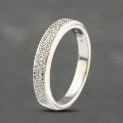 Pre-Owned 9ct White Gold 0.22ct Diamond Pave Half Eternity Ring 41383178