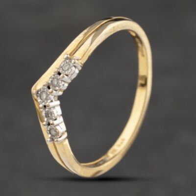 Pre-Owned 9ct Yellow Gold 0.05ct Diamond Wishbone Ring 41383251