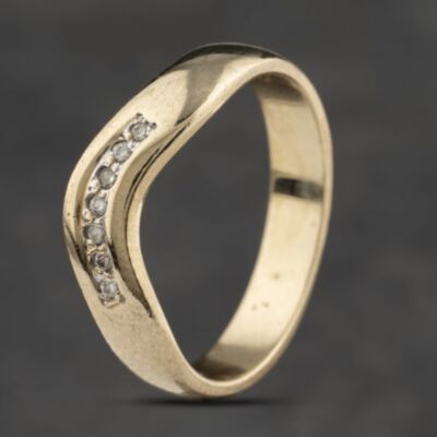 Pre-Owned 9ct Yellow Gold 0.15ct Diamond Wishbone Ring 41383252