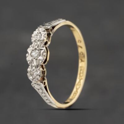 Pre-Owned Vintage Yellow Gold 0.10ct Diamond Three Stone Ring 41383344