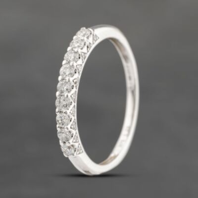 Pre-Owned 9ct White Gold 0.33ct Brilliant Cut Diamond Half Eternity Ring 41383377