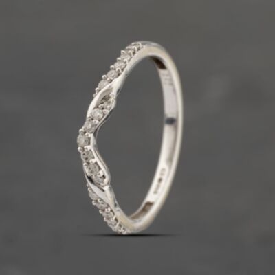 Pre-Owned 9ct White Gold 0.15ct Brilliant Cut Diamond Wishbone Ring 41383379