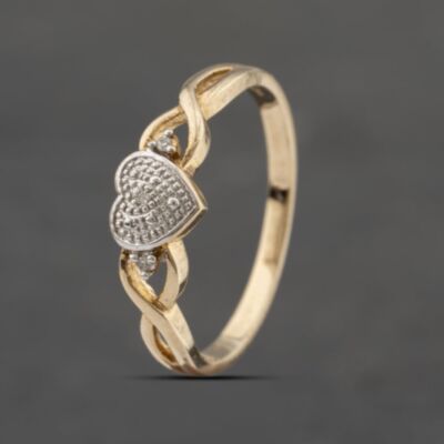 Pre-Owned 9ct Yellow Gold Brilliant Cut Diamond Heart Dress Ring 41383384