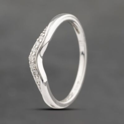 Pre-Owned 9ct White Gold 0.05ct Brilliant Cut Diamond Half Wishbone Ring 41383410