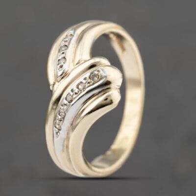 Pre-Owned 9ct Two Colour Gold 0.09ct Diamond Set Half Wishbone Ring 41383411