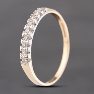 Pre-Owned 9ct Two Colour Gold 0.15ct Brilliant Cut Diamond Half Eternity Ring 41383571