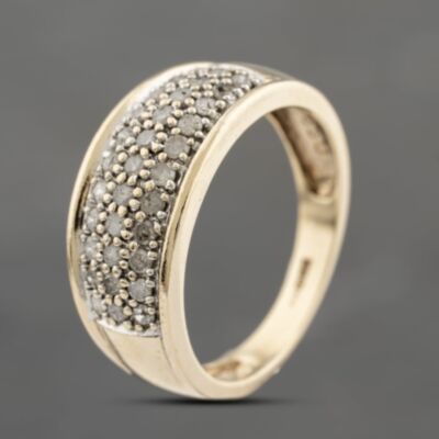 Pre-Owned 9ct Yellow Gold Diamond Pave Band Ring 41383659