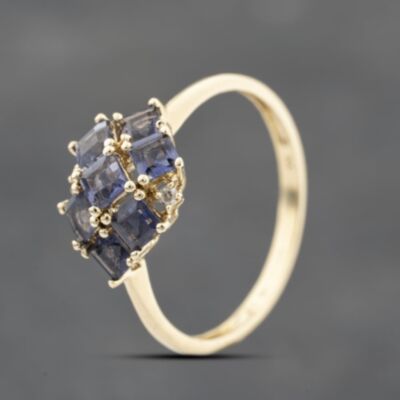 Pre-Owned 9ct Yellow Gold Tanzanite & 0.02ct Diamond Dress Ring 41383671