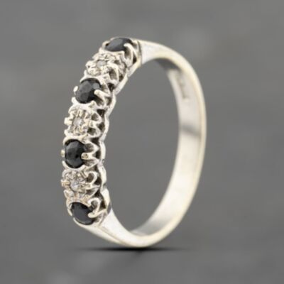Pre-Owned 9ct Yellow Gold Sapphire Half Eternity Ring 41383733