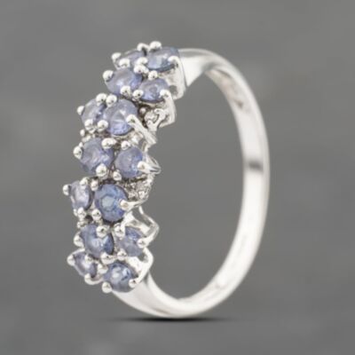 Pre-Owned 9ct White Gold Tanzanite & Diamond Dress Ring 41383734