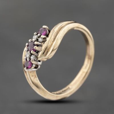 Pre-Owned 9ct Yellow Gold Ruby Seven Stone Ring 41383844