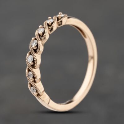 Pre-Owned 9ct Yellow Gold 0.10ct Brilliant Cut Diamond Half Eternity Ring 41383870
