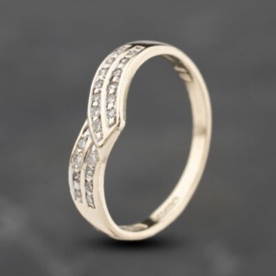 Pre-Owned 9ct Yellow Gold 0.10ct Diamond Wishbone Ring 41383882
