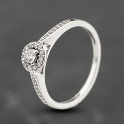 Pre-Owned 9ct White Gold 0.25ct Brilliant Cut Diamond Halo Ring 41383885
