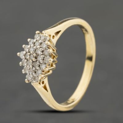 Pre-Owned 9ct Yellow Gold 0.25ct Diamond Marquise Shape Cluster Ring 41383961