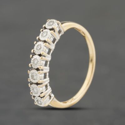 Pre-Owned 9ct Yellow Gold 0.14ct Brilliant Cut Diamond Half Eternity Ring 41383973