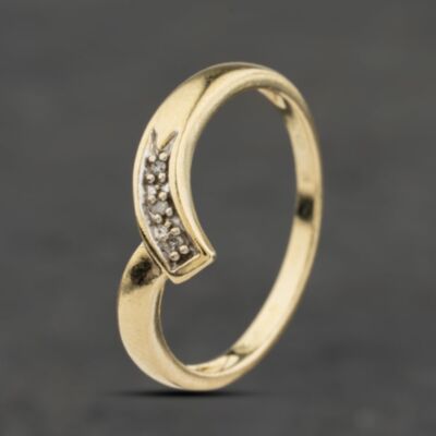Pre-Owned 9ct Yellow Gold 0.02ct Diamond Half Wishbone Ring 41384074